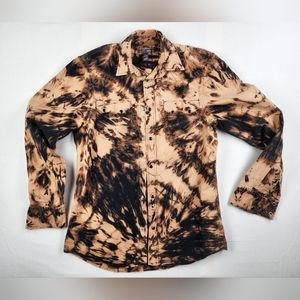 H&M Bleached Button Up Shirt With Snaps Small